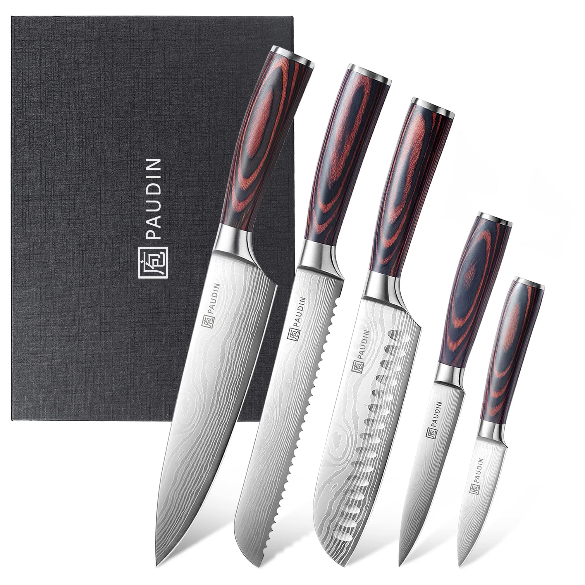 PAUDIN 5 Pcs Kitchen Knife Set